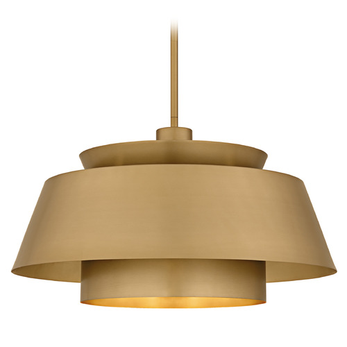 Quoizel Lighting Quoizel Lighting Lumi Brushed Weathered Brass Pendant Light with Drum Shade LMI2824BWS