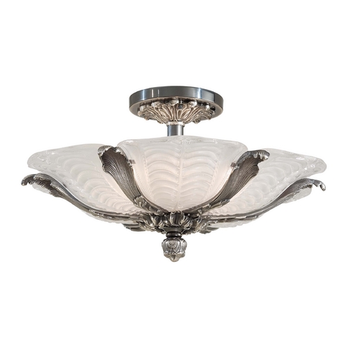 Semi-Flush Mount with White Glass in Platinum by Metropolitan Lighting