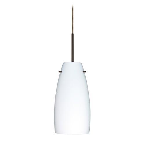 Besa Lighting Modern Pendant Light White Glass Bronze by Besa Lighting 1JT-151207-BR