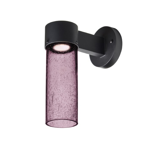 Besa Lighting Purple Seeded Glass LED Outdoor Wall Light Black Juni by Besa Lighting JUNI10PL-WALL-LED-BK