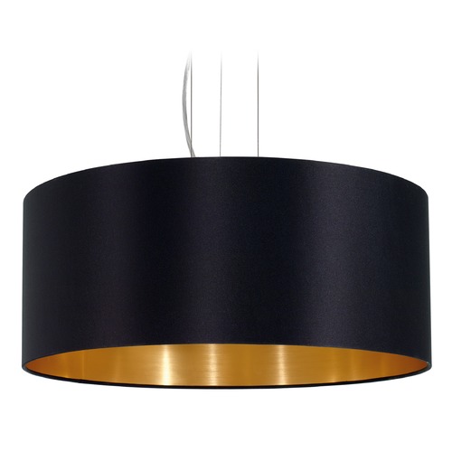 Eglo Lighting Eglo Maserlo Satin Nickel Pendant Light with Drum Shade 31605A