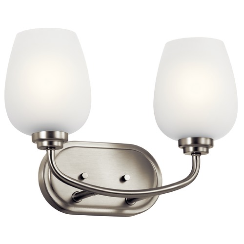 Kichler Lighting Valserrano Brushed Nickel 2-Light Bathroom Light with Satin Etched Glass 45128NI