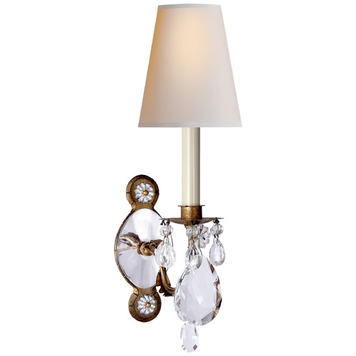 Visual Comfort Signature Collection Thomas OBrien Yves Crystal Sconce in Gilded Iron by Visual Comfort Signature TOB2470GICGPL