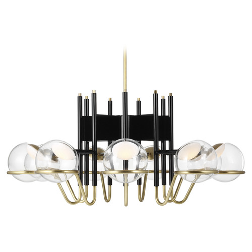 Visual Comfort Modern Collection Avroko Crosby 9-Light 277V LED Chandelier in Black & Brass by VC Modern 700CRBY9BNB-LED927-277