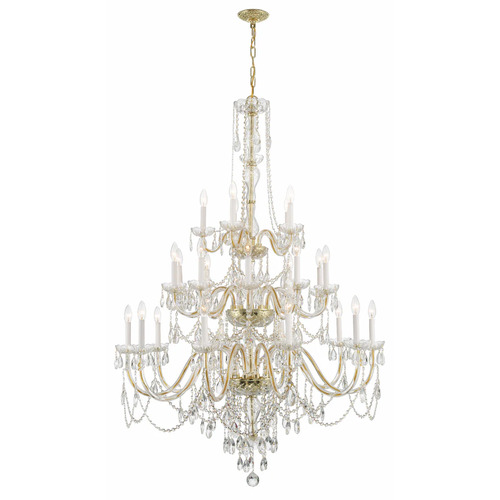 Traditional Crystal 25-Light Chandelier in Brass by Crystorama
