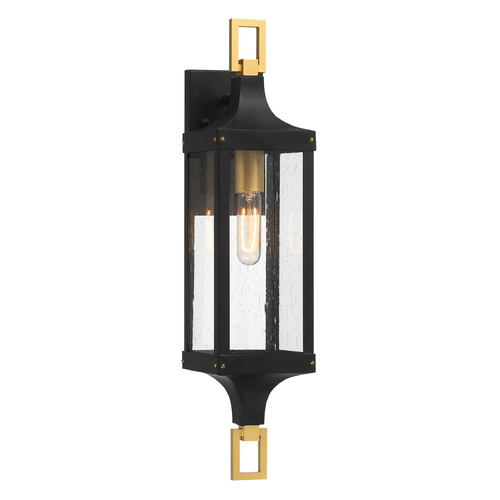 Savoy House Lighting Glendale Matte Black and Weathered Brushed Brass Outdoor Wall Light