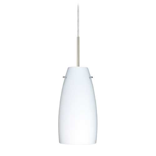 Modern Pendant Light White Glass Satin Nickel by Besa Lighting
