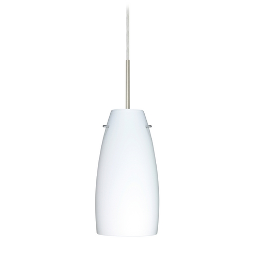 Besa Lighting Modern Pendant Light White Glass Satin Nickel by Besa Lighting 1JT-151207-SN