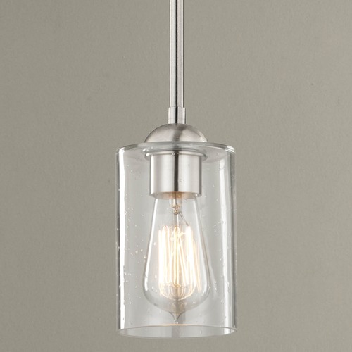 Design Classics Lighting Seeded Glass Satin Nickel Mini Pendant Light 581-09 GL1041C