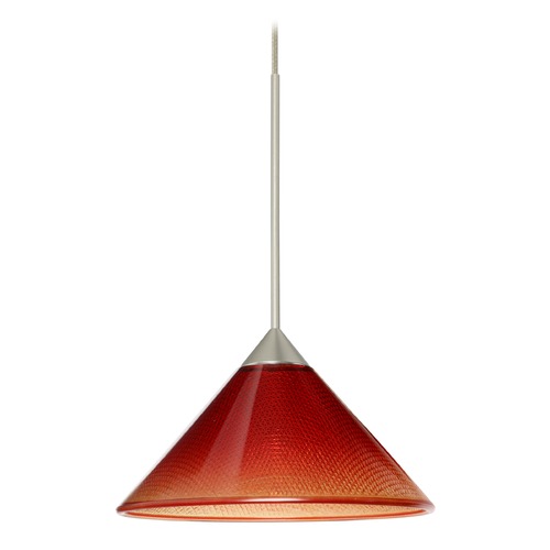 Besa Lighting Besa Lighting Kona Satin Nickel LED Mini-Pendant Light with Conical Shade 1XT-117681-LED-SN