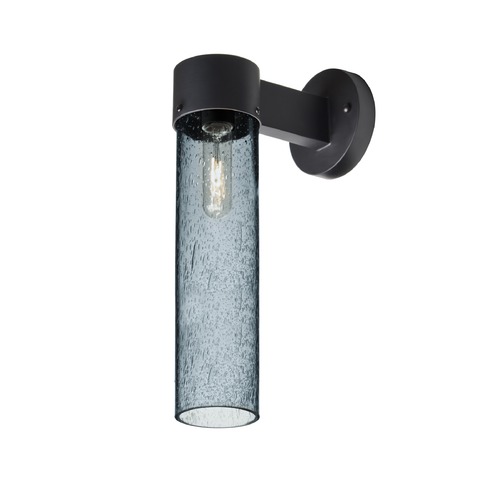 Besa Lighting Blue Seeded Glass Outdoor Wall Light Black Juni by Besa Lighting JUNI16BL-WALL-BK