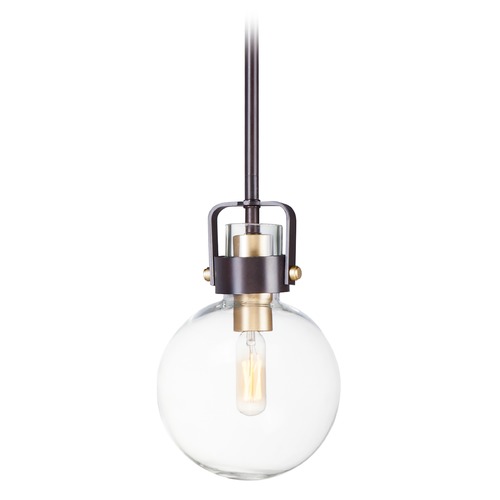 Maxim Lighting Maxim Lighting Bauhaus Bronze / Satin Brass Pendant Light with Globe Shade 90510CLBZSBR