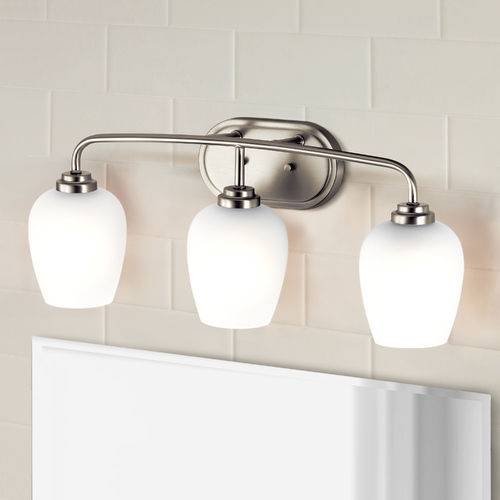 Kichler Lighting Valserrano Brushed Nickel 3-Light Bathroom Light with Satin Etched Glass 45129NI