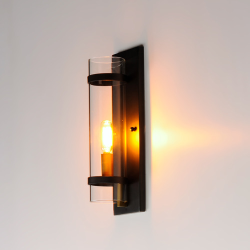 Maxim Lighting Capitol Black & Antique Brass Sconce