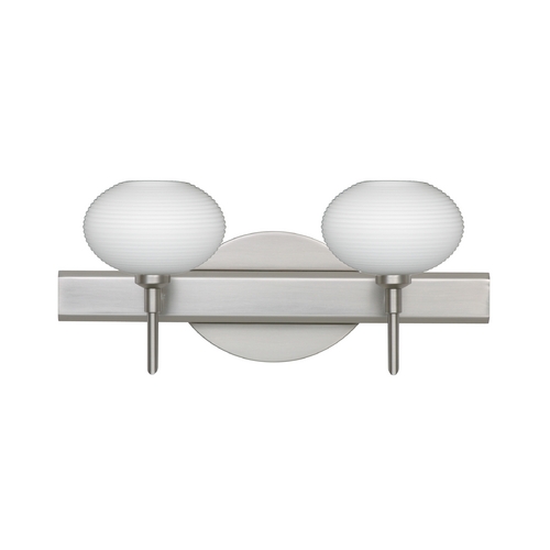Modern Bathroom Light White Glass Satin Nickel by Besa Lighting