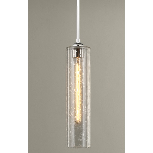 Design Classics Lighting Seeded Glass Chrome Mini-Pendant 581-26 GL1641C