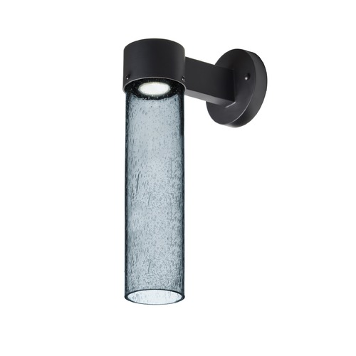 Blue Seeded Glass LED Outdoor Wall Light Black Juni by Besa Lighting