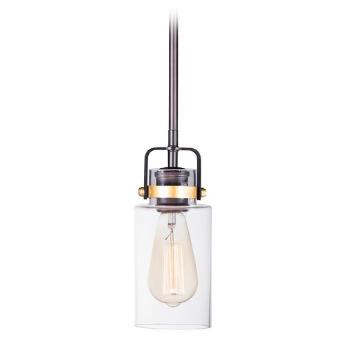 Maxim Lighting Maxim Lighting Magnolia Bronze / Gold Mini-Pendant Light with Cylindrical Shade 91070CLBZGLD