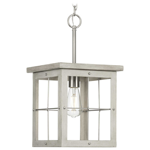 Progress Lighting Hedgerow Brushed Nickel & Grey Washed Oak Pendant Light