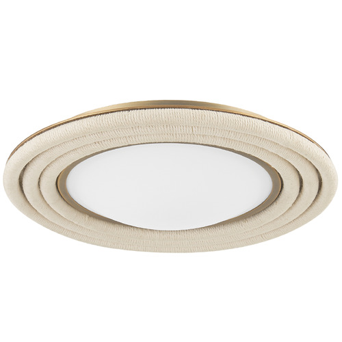 Troy Lighting Zion Patina Brass & White Cotton Rope LED Flushmount Light