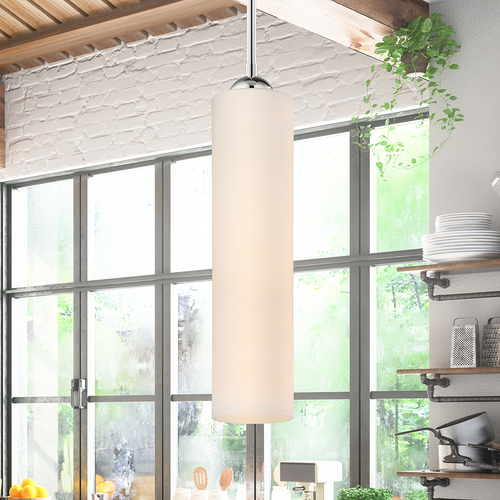 Chrome Mini-Pendant with White Glass