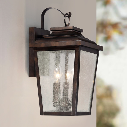 Seeded Glass Outdoor Wall Light Bronze by Minka Lavery