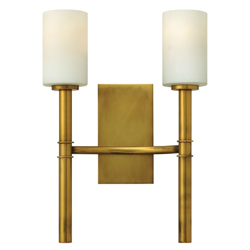 Hinkley Sconce Wall Light with White Glass in Vintage Brass Finish 3582VS