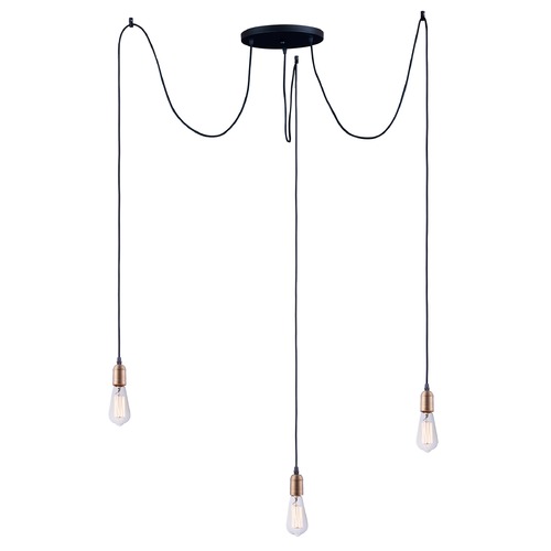 Early Electric Black & Antique Brass Multi-Light Pendant by Maxim Lighting