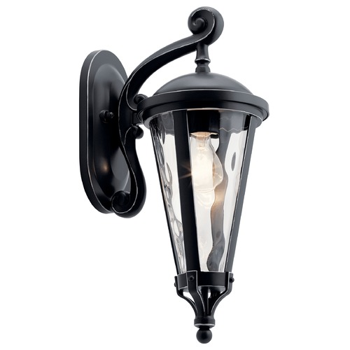 Kichler Lighting Cresleigh Small Black with Silver Highlights Outdoor Wall Light with Clear Water Glass 49233BSL