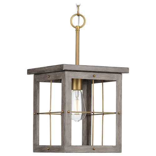 Progress Lighting Progress Lighting Hedgerow Distressed Brass & Aged Oak Pendant Light P500317-175