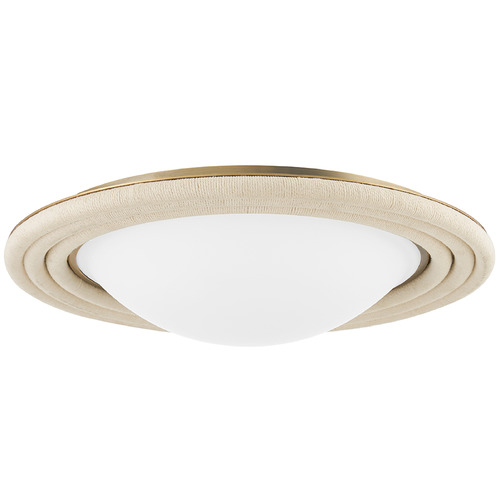 Troy Lighting Troy Lighting Zion Patina Brass & White Cotton Rope LED Flushmount Light C8916-PBR