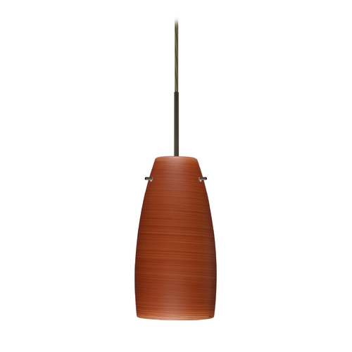 Besa Lighting Modern Pendant Light Brown Glass Bronze by Besa Lighting 1JT-1512CH-BR