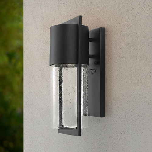Seeded Glass Outdoor Wall Light Black by Hinkley Lighting