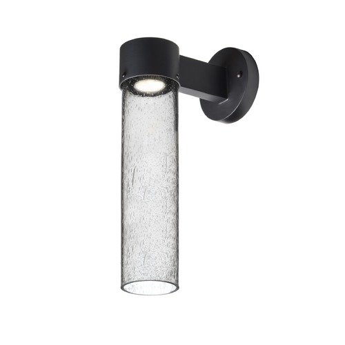 Besa Lighting Seeded Glass LED Outdoor Wall Light Black Juni by Besa Lighting JUNI16CL-WALL-LED-BK