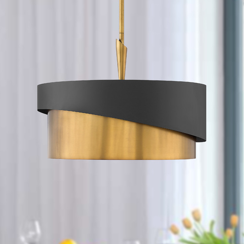 Gigi 21-Inch Pendant in Heritage Brass & Black by Fredrick Ramond