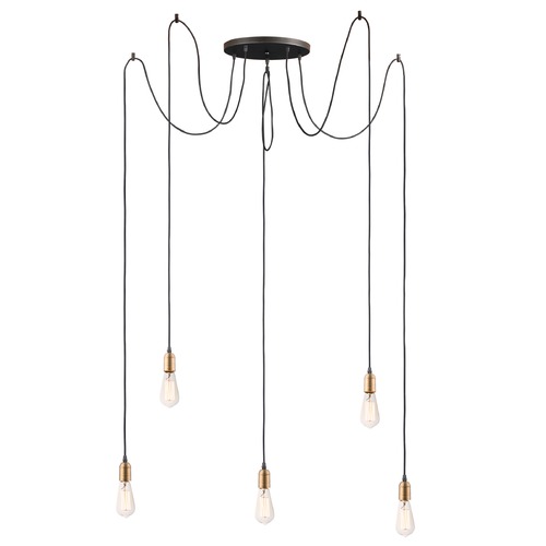 Early Electric Black & Antique Brass Multi-Light Pendant by Maxim Lighting