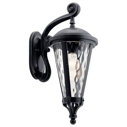 Kichler Lighting Cresleigh Medium Black with Silver Highlights Outdoor Wall Light with Clear Water Glass 49234BSL