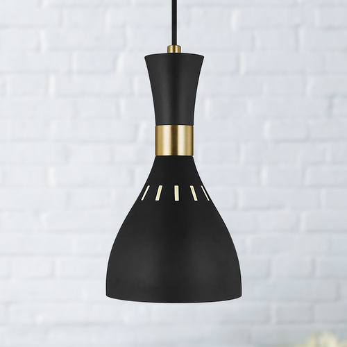 ED Ellen-DeGeneres Joan Midnight Black & Burnished Brass Mini Pendant by Visual Comfort Studio