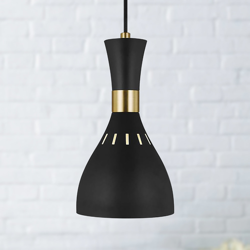 Visual Comfort Studio Collection ED Ellen-DeGeneres Joan Midnight Black & Burnished Brass Mini Pendant by Visual Comfort Studio EP1141MBK