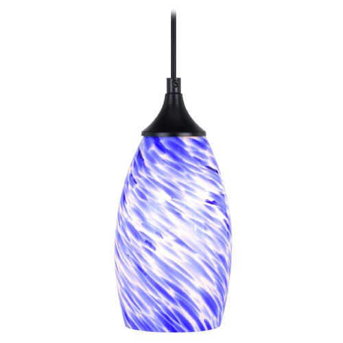 Vaxcel Lighting Milano Matte Black Mini-Pendant Light with Oblong Shade