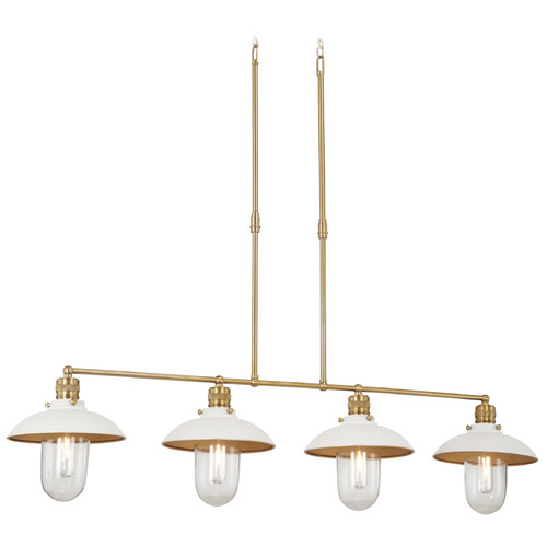 Downtown Edison White & Soft Brass Linear Chandelier by Minka Lavery