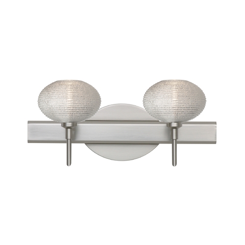 Modern Bathroom Light Ribbed Glass Satin Nickel by Besa Lighting