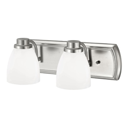2-Light Bath Bar in Satin Nickel with Glossy Opal Bell Glass