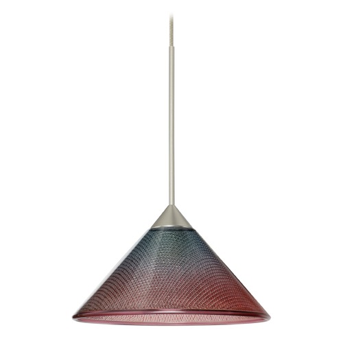 Besa Lighting Kona Satin Nickel LED Mini-Pendant Light with Conical Shade