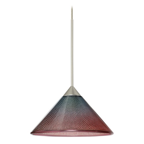 Besa Lighting Besa Lighting Kona Satin Nickel LED Mini-Pendant Light with Conical Shade 1XT-117691-LED-SN