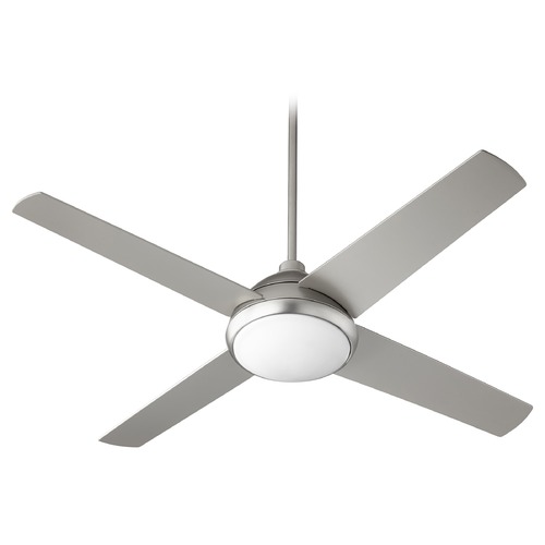 Quest Satin Nickel LED Ceiling Fan with Light by Quorum Lighting