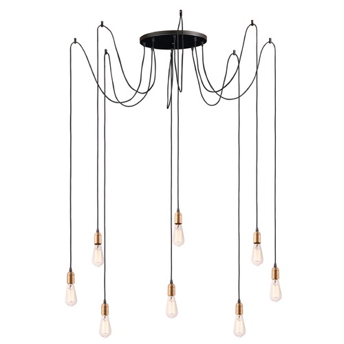 Early Electric Black & Antique Brass Multi-Light Pendant by Maxim Lighting