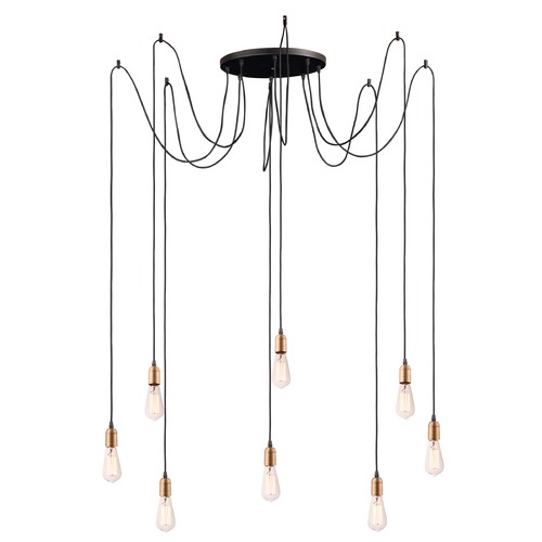 Maxim Lighting Early Electric Black & Antique Brass Multi-Light Pendant by Maxim Lighting 12128BKAB