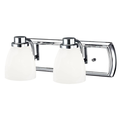 Design Classics Lighting 2-Light Bathroom Light in Chrome with Glossy Opal Bell Glass 1202-26 GL1024MB