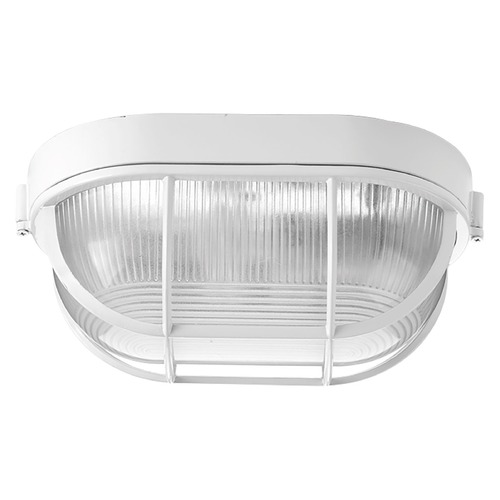 6.31-Inch Oval Bulkhead Flush Mount in White by Progress Lighting